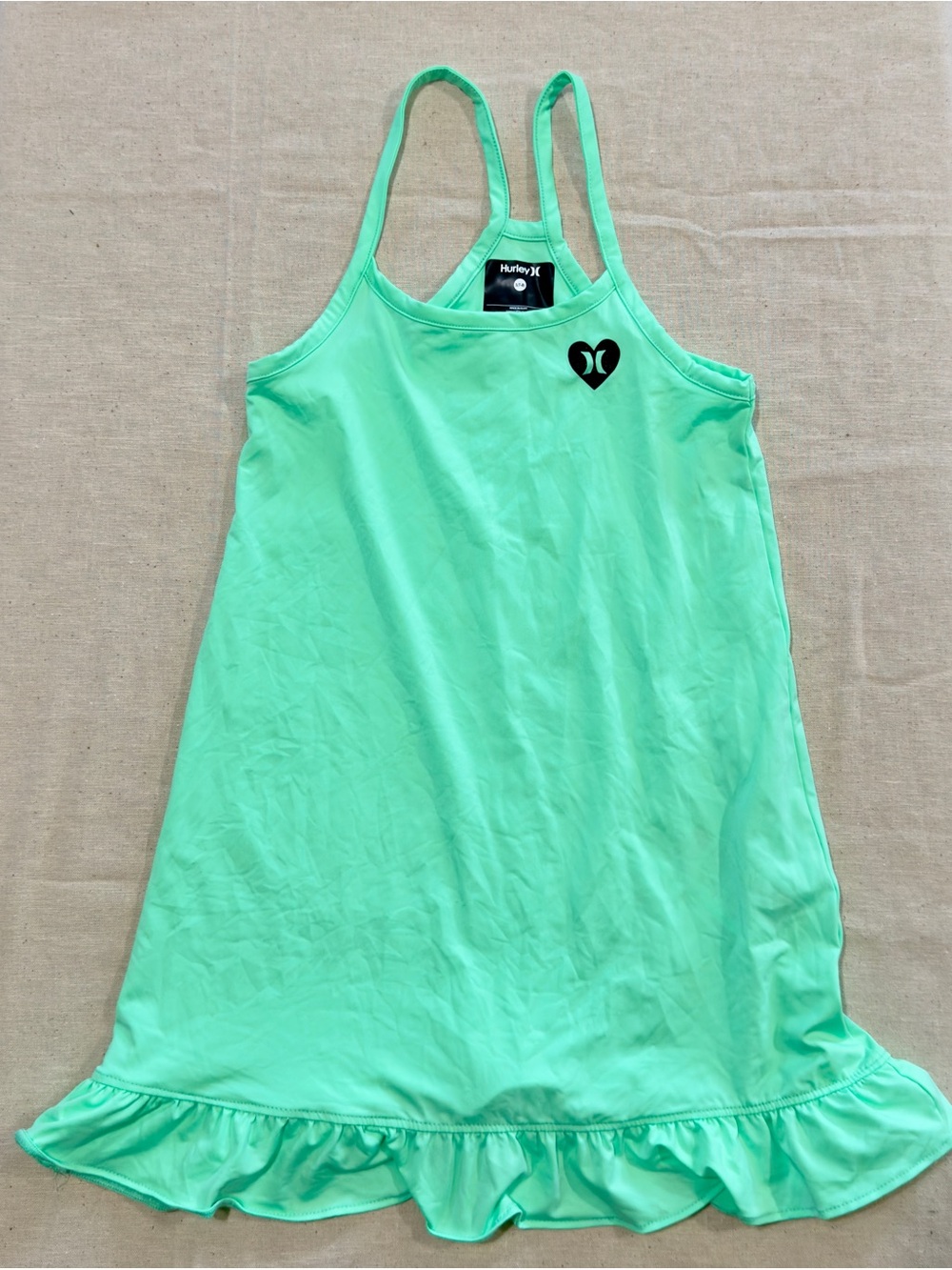 Hurley Girls Mint Green Ruffle-Hem Tank Dress